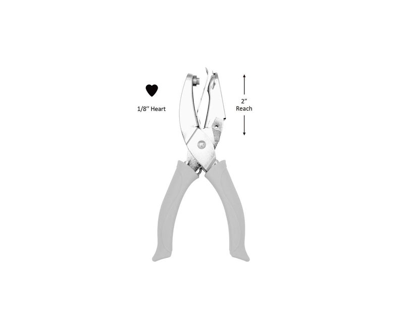 BiraBira Bira Craft Extra Length 2 inch Reach Hand Punch, Valentine's Day Punch, for Paper Crafting Scrapbooking (1/8" Heart) - Image 1